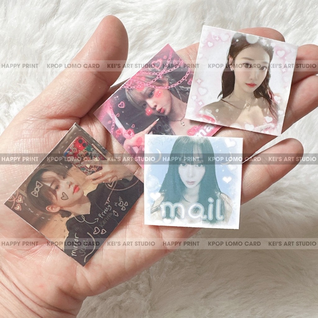 Set 100 tem niêm phong sticker nhãn dán AESPA: Karina, winter, giselle, ningning dễ thương, kpop cute sticker, tem vuông
