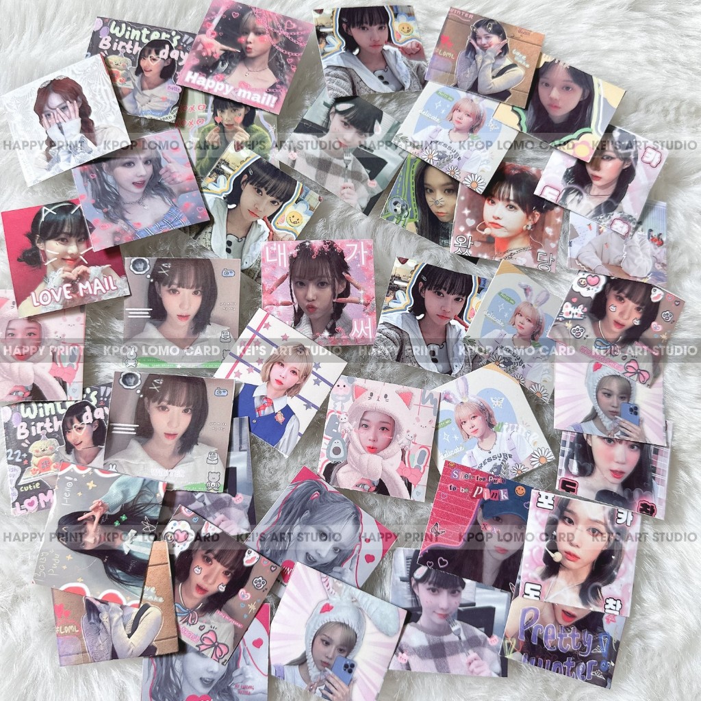 Set 100 tem niêm phong sticker nhãn dán AESPA: Karina, winter, giselle, ningning dễ thương, kpop cute sticker, tem vuông