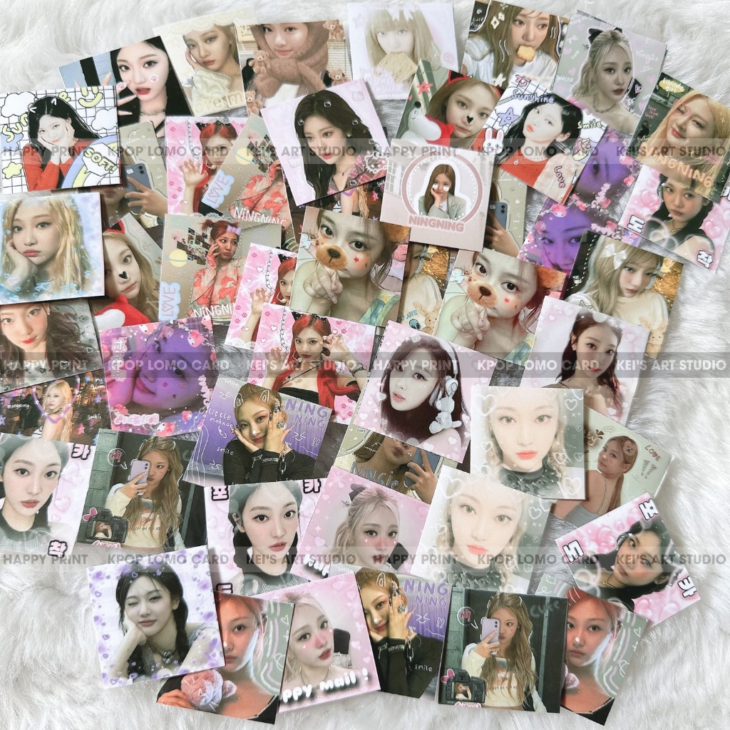 Set 100 tem niêm phong sticker nhãn dán AESPA: Karina, winter, giselle, ningning dễ thương, kpop cute sticker, tem vuông