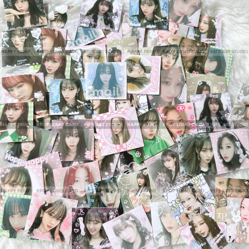 Set 100 tem niêm phong sticker nhãn dán AESPA: Karina, winter, giselle, ningning dễ thương, kpop cute sticker, tem vuông