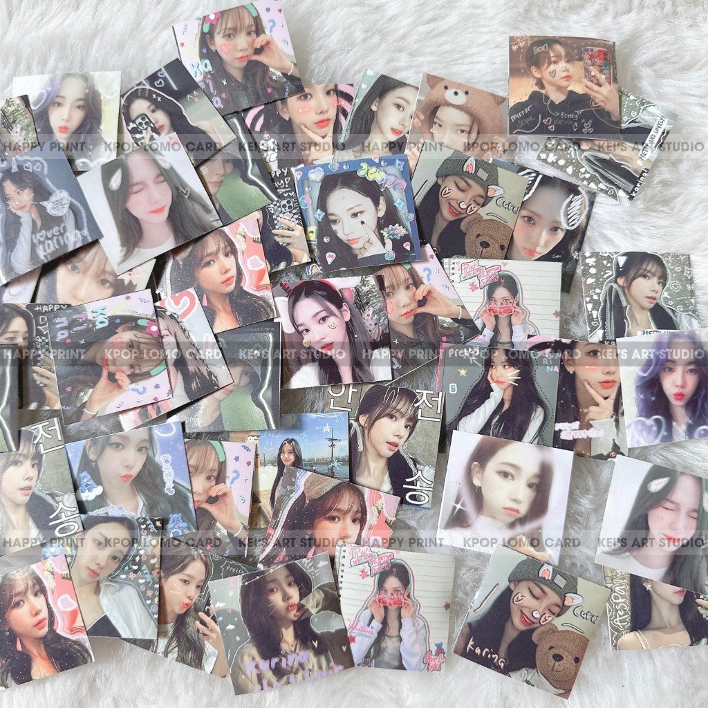 Set 100 tem niêm phong sticker nhãn dán AESPA: Karina, winter, giselle, ningning dễ thương, kpop cute sticker, tem vuông