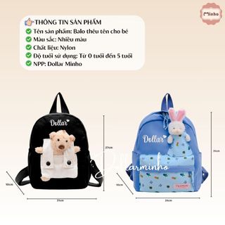 Balo THÊU TÊN theo yêu cầu cho bé đi học từ 0 đến 5 tuổi phong cách Hàn Quốc, cho bé đi học mầm non