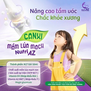 Canxi Hữu Cơ Mầm Lúa Mạch NutriAZ Giúp Bé Phát Triển Chiều Cao, Răng Và Xương Chắc Khỏe Canxi