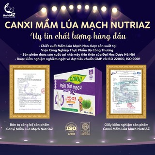 Canxi Hữu Cơ Mầm Lúa Mạch NutriAZ Giúp Bé Phát Triển Chiều Cao, Răng Và Xương Chắc Khỏe Canxi