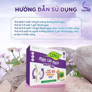 Canxi Hữu Cơ Mầm Lúa Mạch NutriAZ Giúp Bé Phát Triển Chiều Cao, Răng Và Xương Chắc Khỏe Canxi