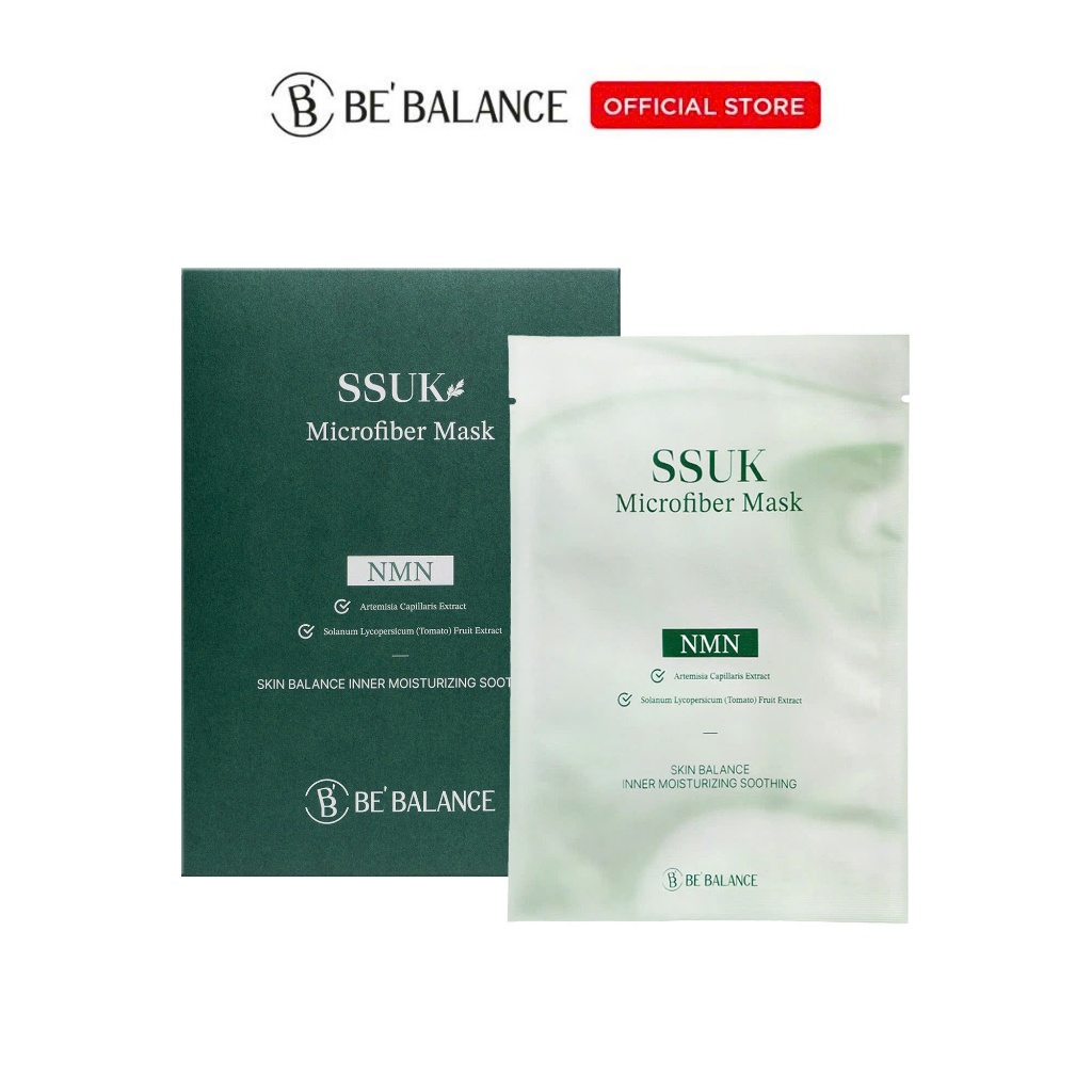 Ảnh Mặt Nạ Vải Vi Sợi Be'Balance SSUK MICRO FIBER MASK Chiết Xuất 4 Loại Ngải Cứu kết hợp NMN và Cà Chua Xanh 1 Hộp 10 Miếng 2