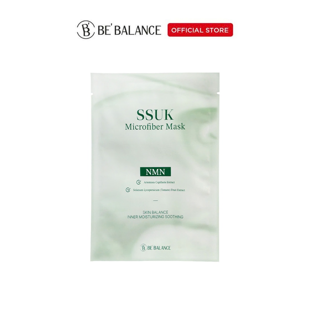 Ảnh Mặt Nạ Vải Vi Sợi Be'Balance SSUK MICRO FIBER MASK Chiết Xuất 4 Loại Ngải Cứu kết hợp NMN và Cà Chua Xanh 1 Hộp 10 Miếng 3