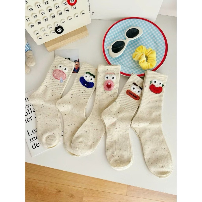 Túi 10 đôi tất muối tiêu hoạ tiết hình mặt cười TT08