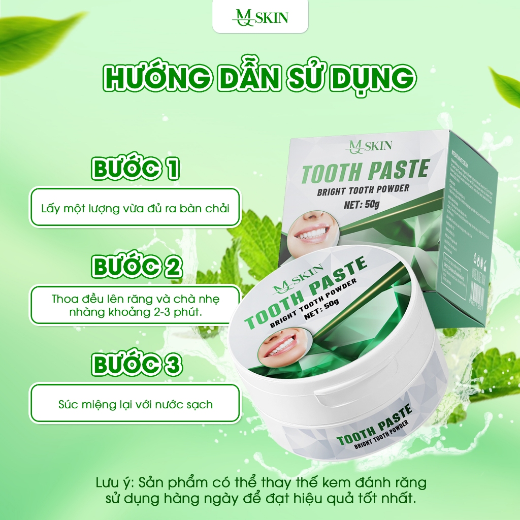 [TẶNG BÀN CHẢI 3 CHIỀU] [MQ SKIN] SÁP TRẮNG RĂNG TOOTH PASTE HỖ TRỢ TRẮNG SÁNG RĂNG BẬT TONE VÀ KHỬ MÙI