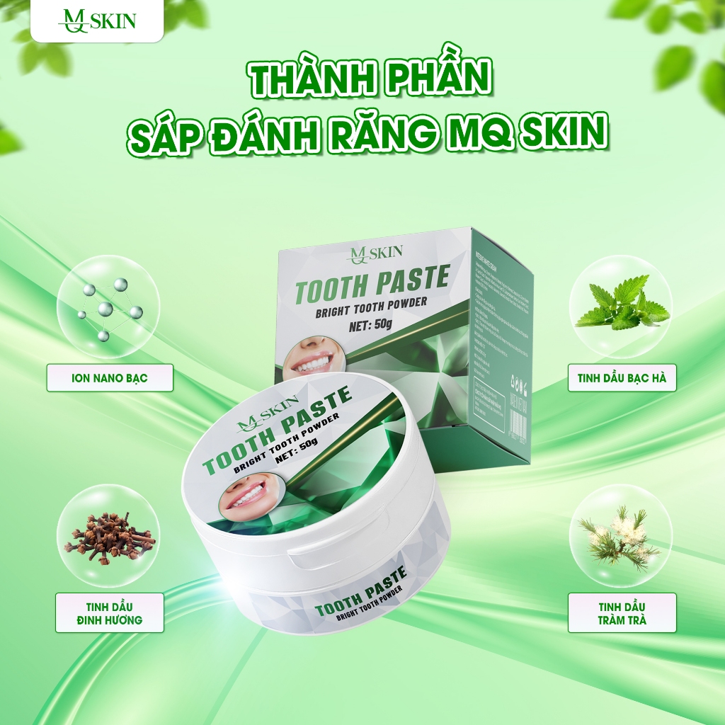 [TẶNG BÀN CHẢI 3 CHIỀU] [MQ SKIN] SÁP TRẮNG RĂNG TOOTH PASTE HỖ TRỢ TRẮNG SÁNG RĂNG BẬT TONE VÀ KHỬ MÙI