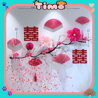 Quạt Trang Trí Giấy Hồng Đỏ To Gấp Xếp Decor Tết Nhà Cửa 2025 Timo QT87