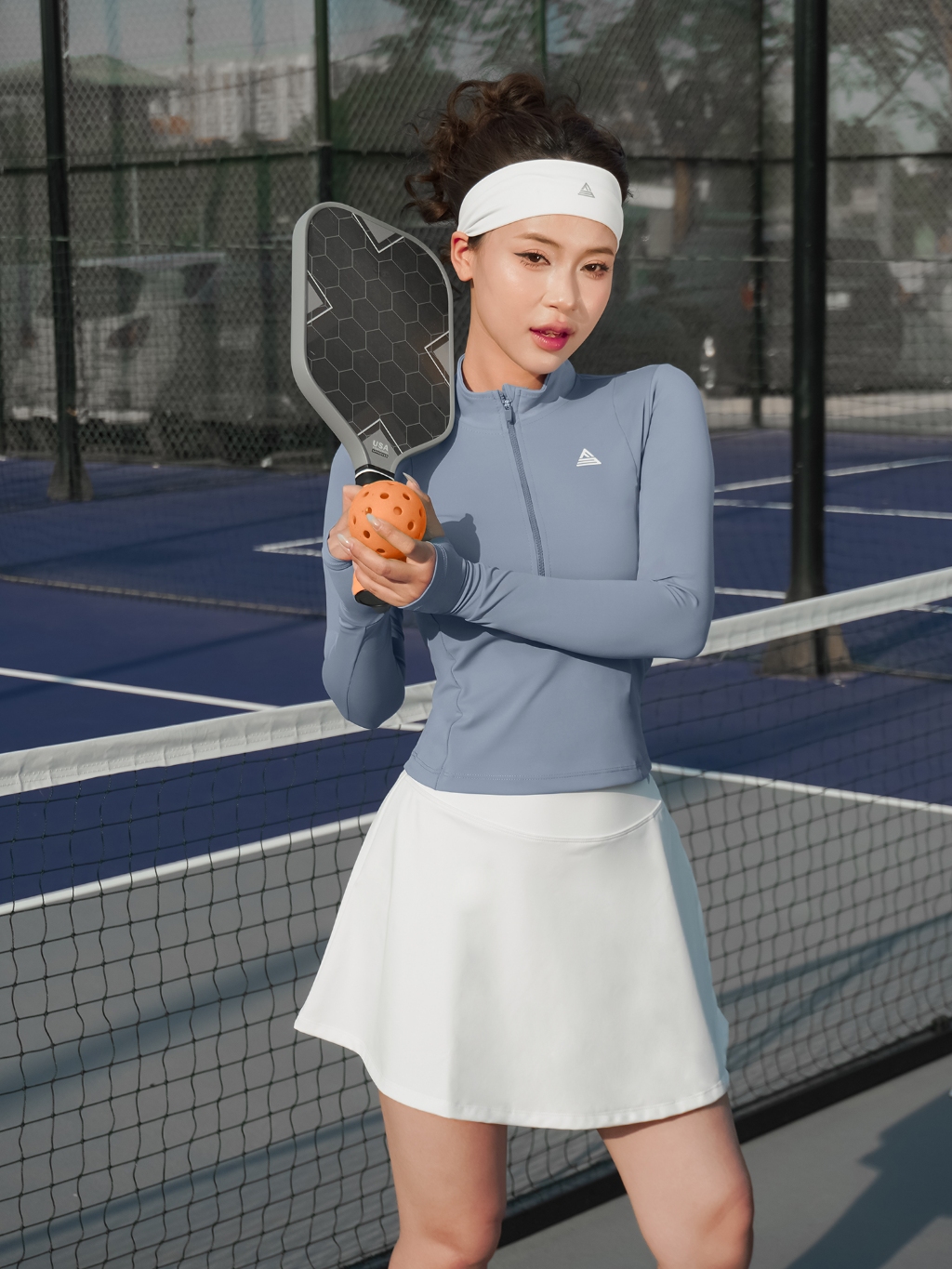 Ảnh Áo tập gym yoga Fitme Cover23 halfzip dài tay chơi pickleball, tennis chống tia UV SPF 50+ thoải mái form ôm body AKHZC 4