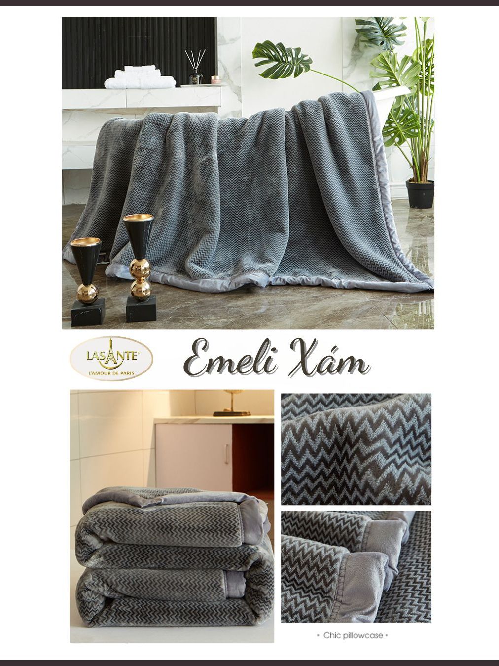 Ảnh Chăn Lông Tuyết Chồn Cao Cấp Emeli 2mx2m3 Chính Hãng Lasante Siêu Nhẹ 3.6 Kg Mềm Mịn, Ấm Áp Mùa Đông 1