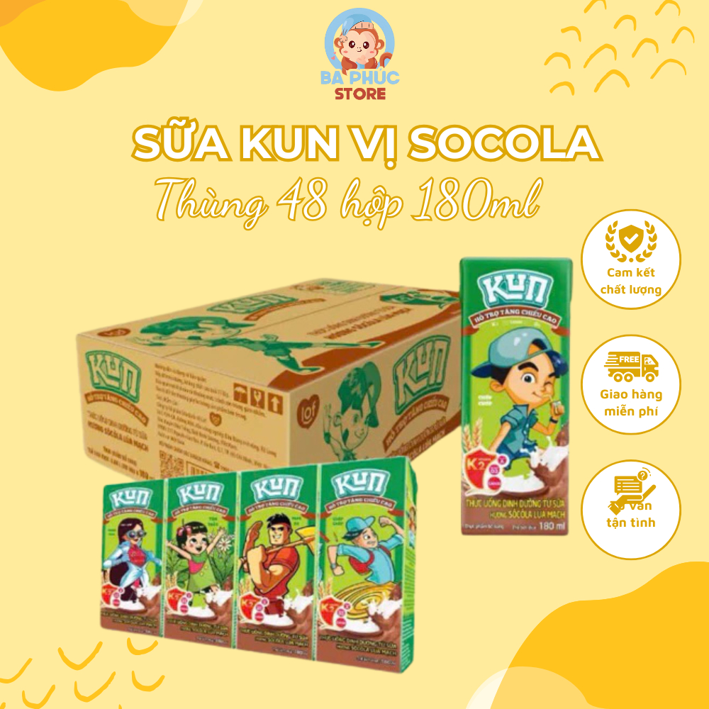 Thùng 48 Hộp Sữa KUN Lúa Mạch Vị Socola 180ml | Shopee Việt Nam