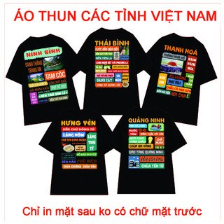 Áo phông unisex tay ngắn 63 TỈNH VIỆT NAM áo thun Hà Nội,Sài Gòn,Đà Nẵng,Hải Phòng,Thái Bình,Nam Định,Bắc Ninh,Hải Dương