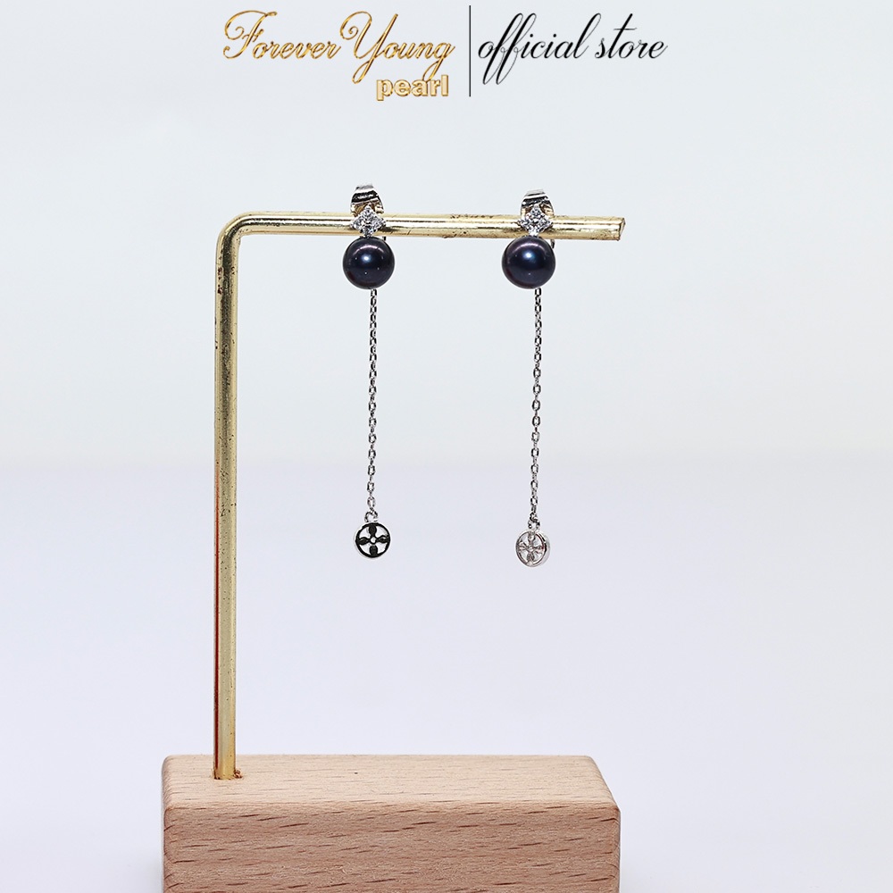 Mã BT55. Bông Tai mạ vàng 18K ngọc Trai Nuôi Nước Ngọt Dày 6-7Li . Forever Young Pearl