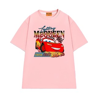 Áo Thun NGỐ TEE Hoạt Hình Vương Quốc Xe Hơi Lightning McQueen Chất Vải Cotton Thoáng Mát Mềm Mịn