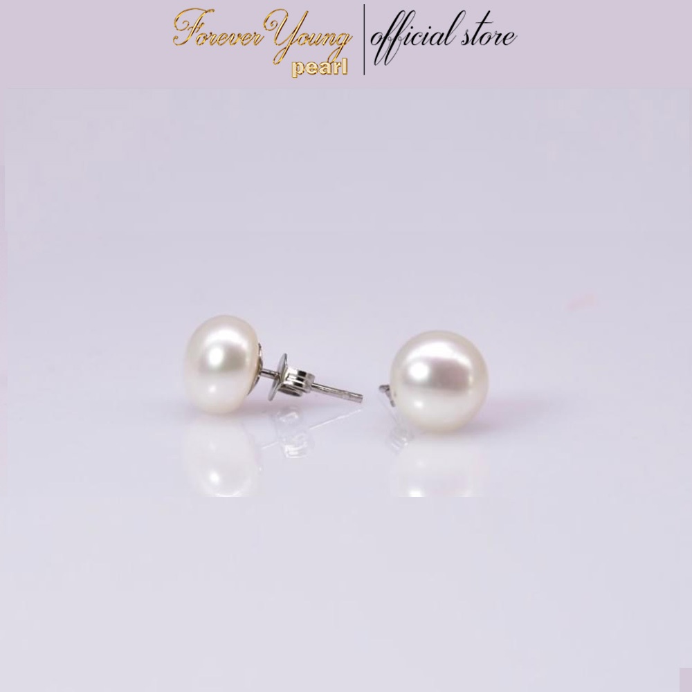 Mã BT18. Bông Tai ngọc Trai Nuôi Nước Ngọt Thiên nhiên 7-8 Li Nguyên Bản - Forever Young Pearl