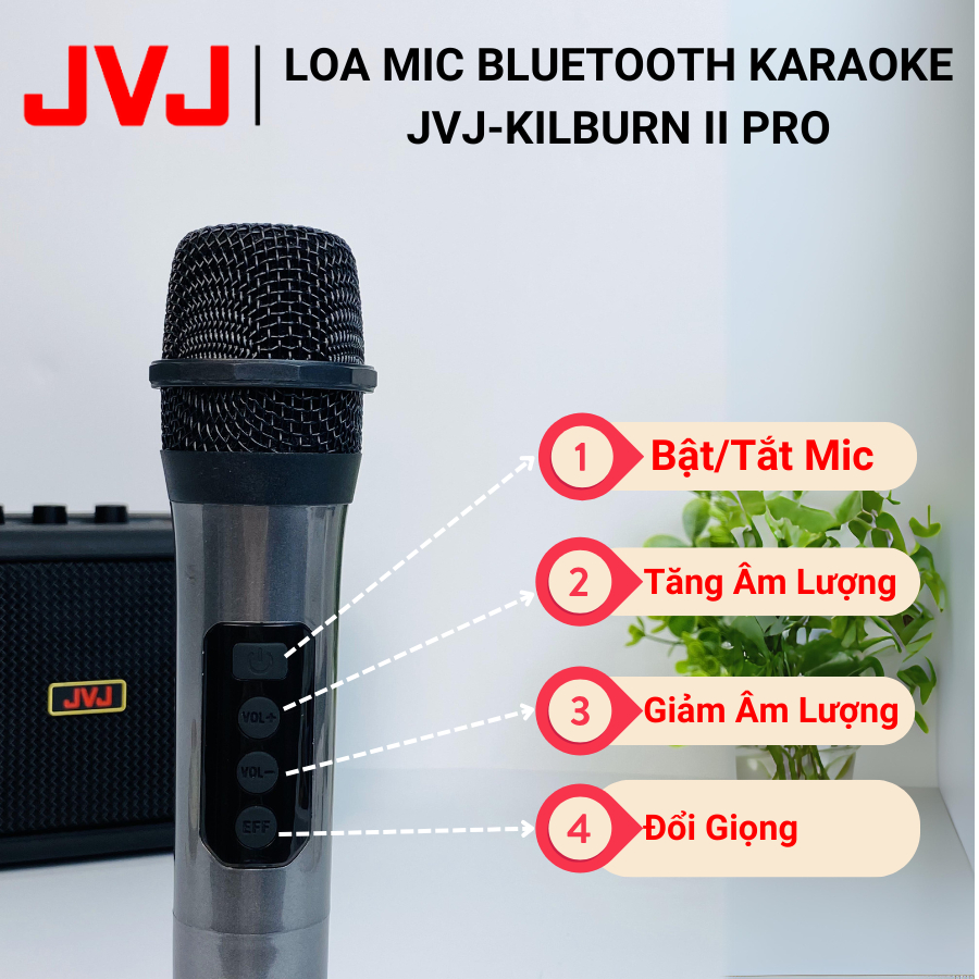 Ảnh Loa Bluetooth Kèm Mic Hát Karaoke JVJ-KilBurn II Pro 2 Mic Công Suất 55W - Bảo Hành Chính Hãng 6Th 3