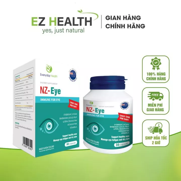 Viên uống bổ mắt Every day Health NZ - EYE giúp tăng cường thị lực, giảm các triệu chứng khô mắt, mỏi mắt - hộp 30 viên