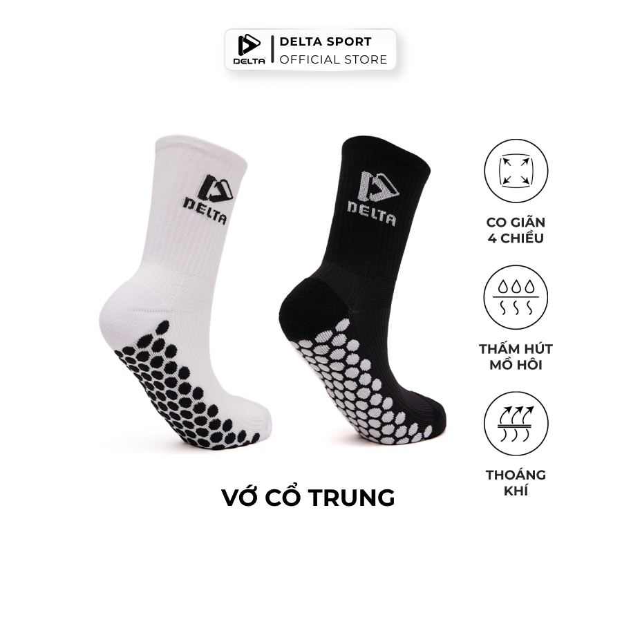 Ảnh DELTA Vớ Tất Thể Thao Cổ Trung Nam Nữ Cao Cấp, Co Giãn 4 Chiều, Thoáng Khí, Thấm Hút Mồ Hôi SO007U0 1