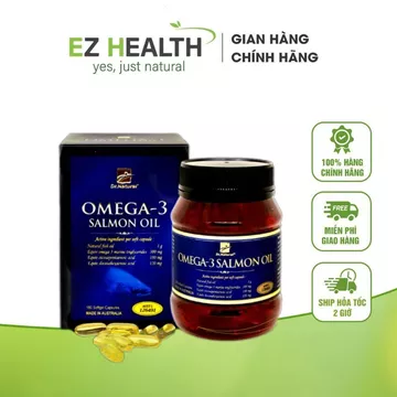 Viên dầu cá Hồi Úc Dr Natural Omega 3 Salmon Oil cung cấp Omega 3 giúp bổ não, sáng mắt, giảm mỡ máu, xơ vữa động mạch