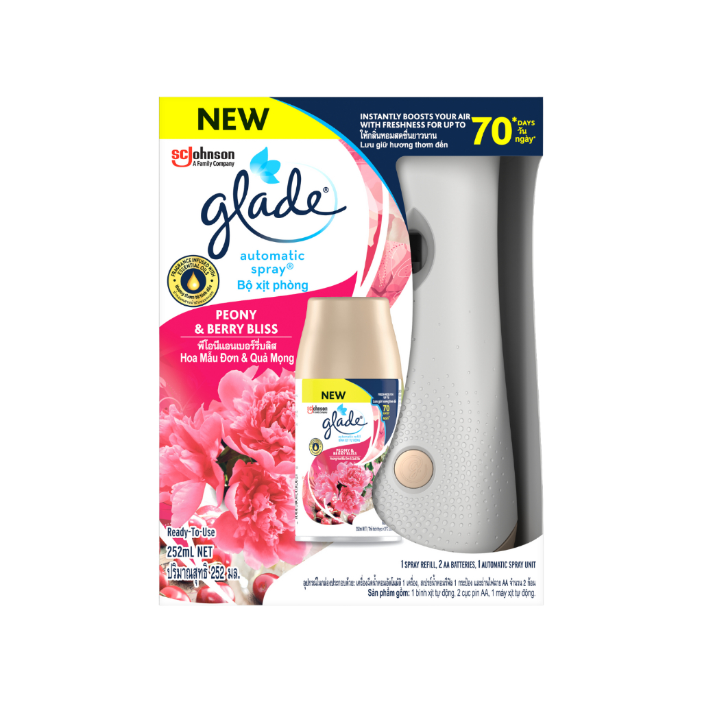 Ảnh GLADE Bộ Máy & Lõi Xịt Phòng Tự Động Hương Hoa Mẫu Đơn & Quả Mọng 252ml 1