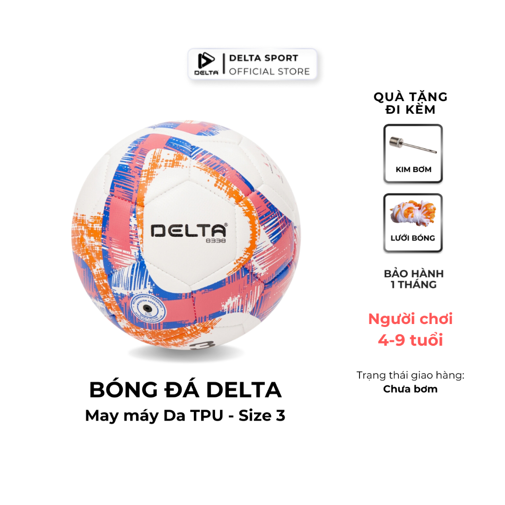 Ảnh Bóng Đá Trẻ Em Mini DELTA 3M Size3 May Máy Da TPU Mềm Nhẹ Sân Cỏ Nhân Tạo Bé Cho 4-9 Tuổi DELTMINI01 1