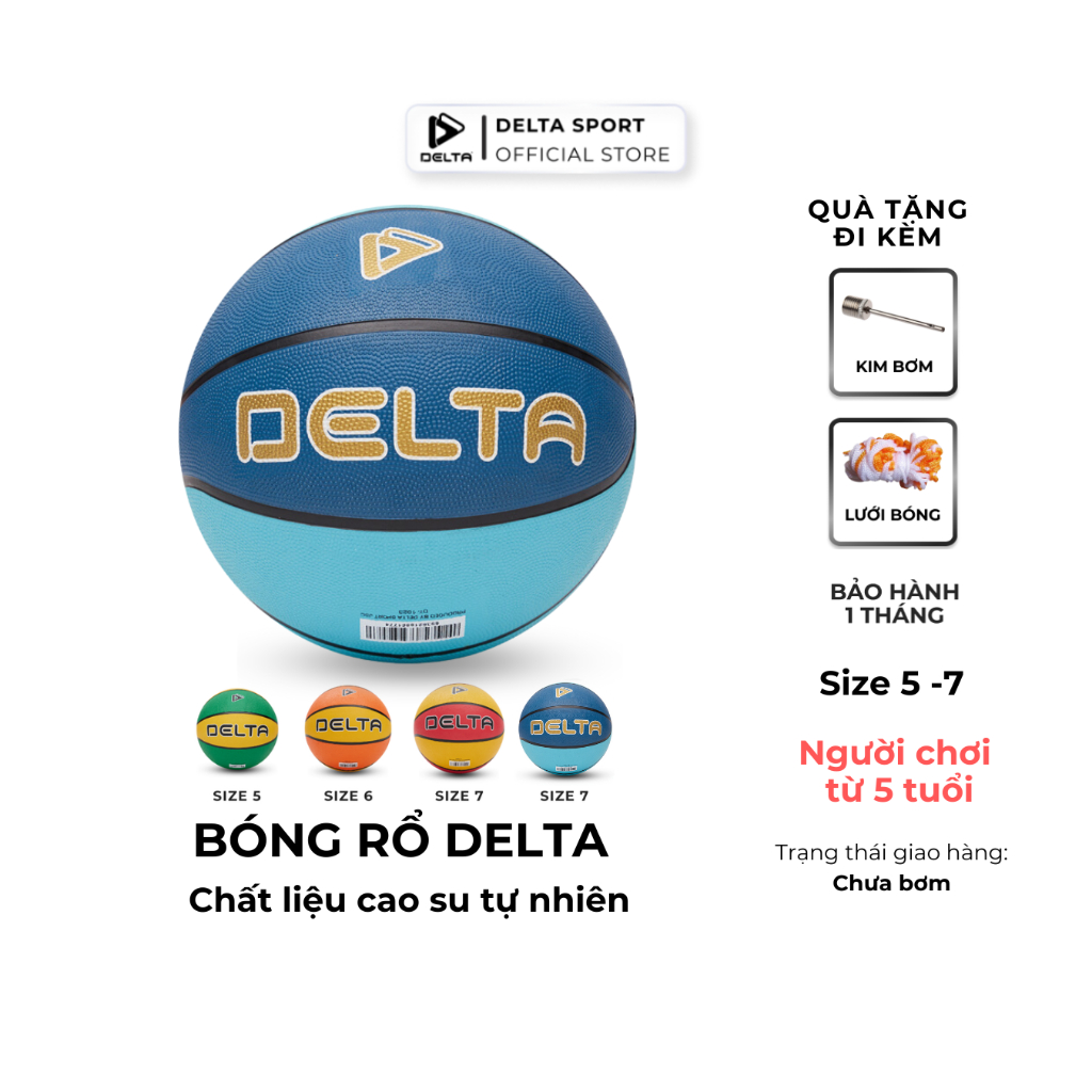 Ảnh Bóng Rổ DELTA Size 5,6,7 Cao Su Bền Bỉ Nhiều Màu Siêu Bám Tay Cho Bé Từ 5 Tuổi DELTABR02 1
