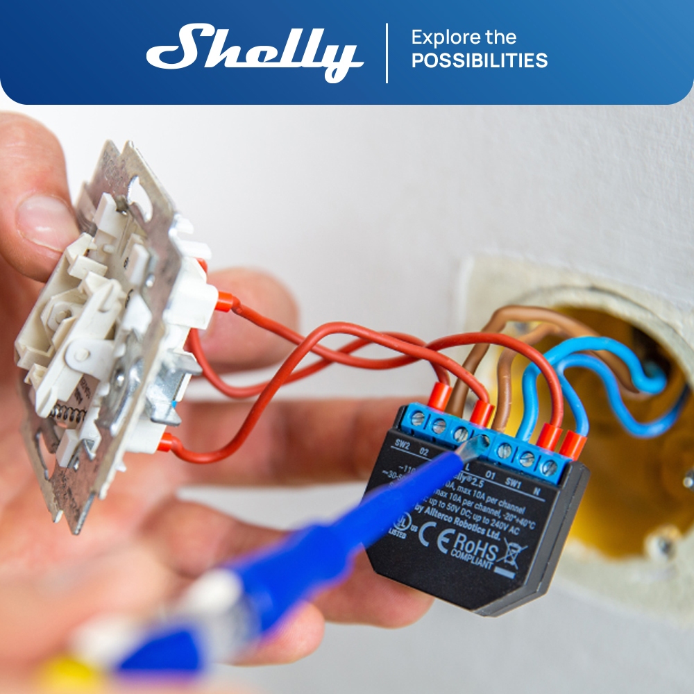Shelly 2.5 Công tắc rèm điện  WiFi Rơle kép thông minh thích hợp với hệ thống đo sáng kép