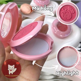 [HOLD LIVE] Phấn Má Hồng HOLD LIVE 2 Tầng Kèm Highlight, Trái Dâu, Matte Blush (HL744)