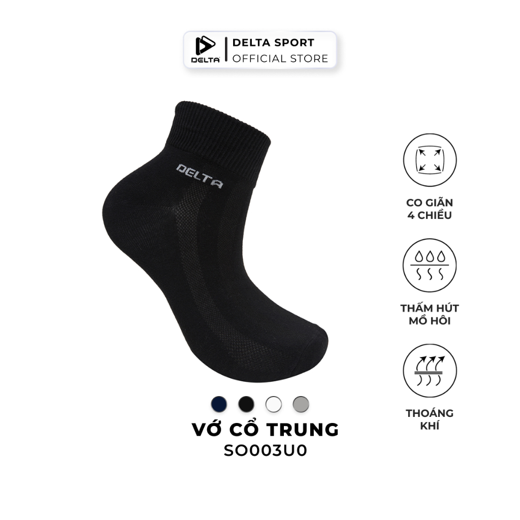Ảnh DELTA Vớ Thể Thao Cổ Trung Unisex Vải Bamboo Mềm Mát Khử Mùi Kháng Khuẩn Thấm Hút Tốt SO003U0 1