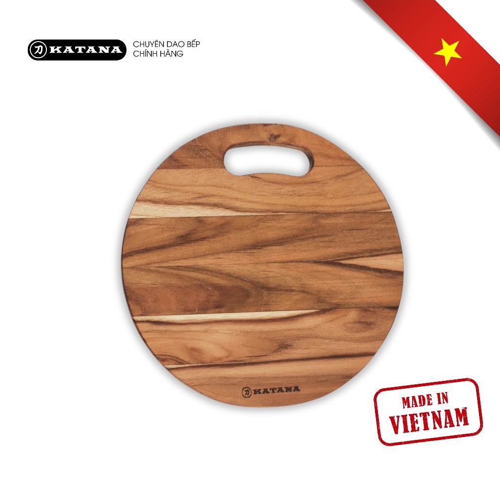 Ảnh Thớt gỗ teak KATANA hình tròn TKTL01 14x250x250mm 1