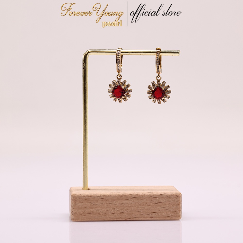 Mã BT60. Bông Tai mạ vàng 18K Đính Đá Zirconia Cao Cấp -  Sang Trọng -  Forever Young Pearl