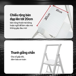 Thang ghế gấp gọn nhập khẩu FUJIHOME SL105W chất liệu thép carbon cứng cáp, 2-3-4-5 bậc tiện lợi