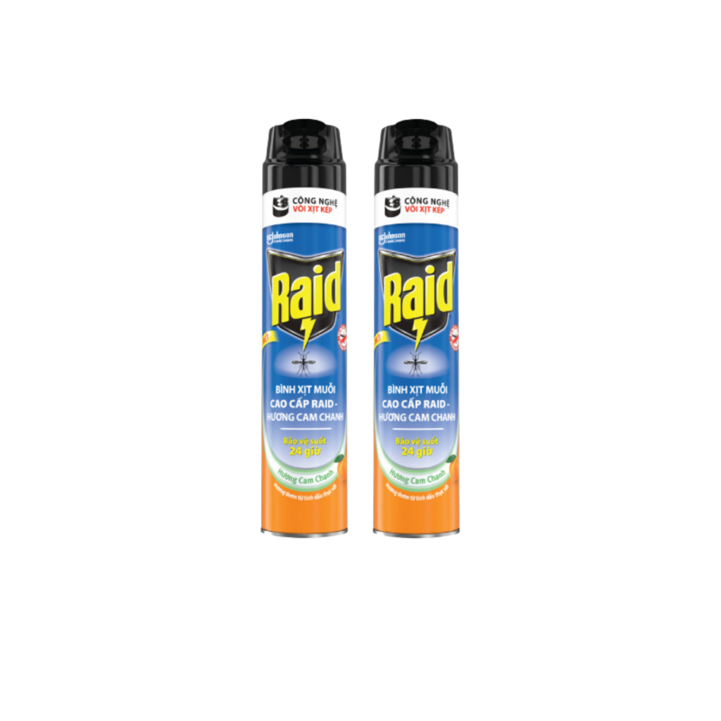 Ảnh RAID Combo 2 Chai Xịt Muỗi Hương Cam Chanh 520mlx2 1