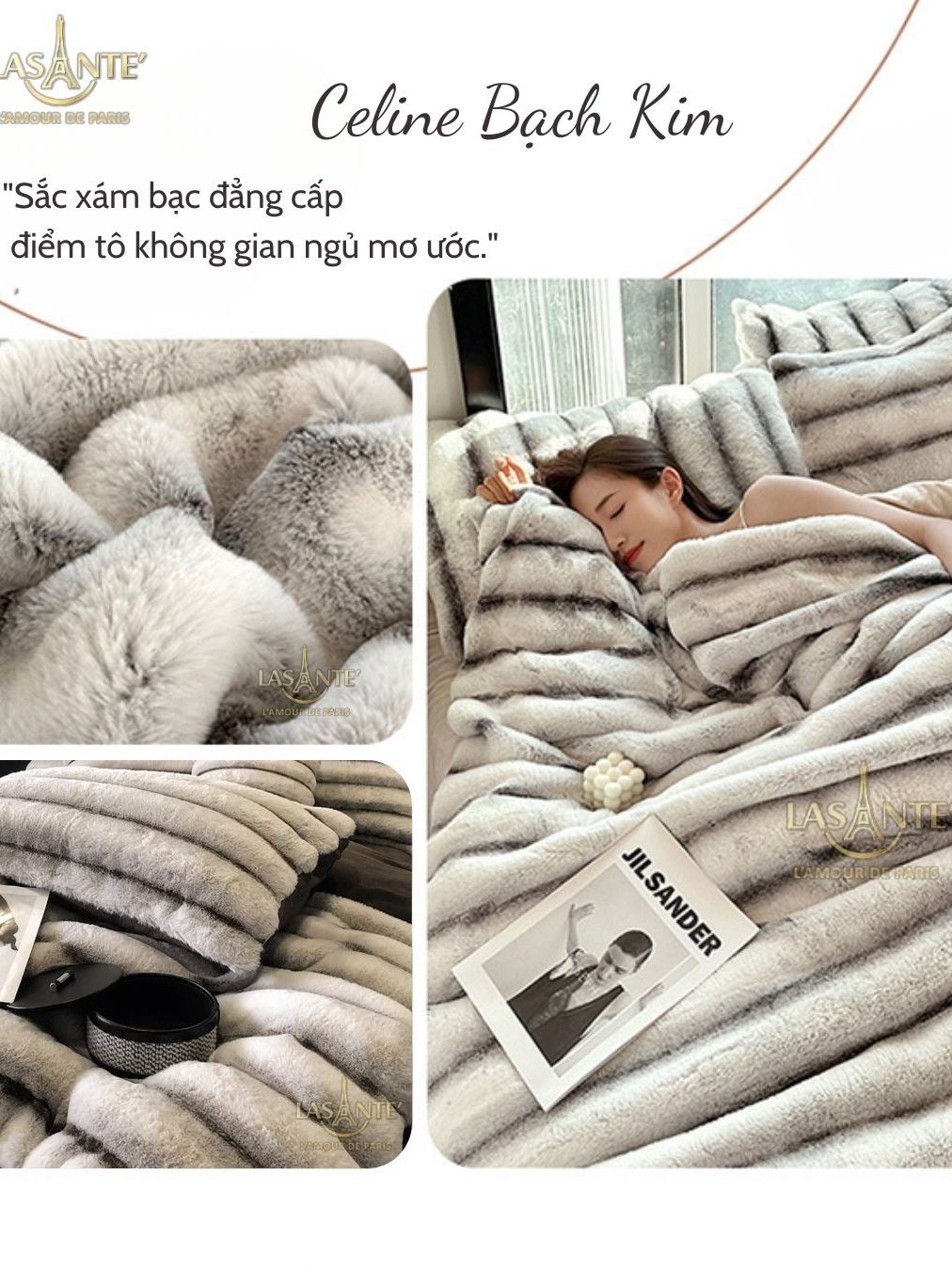 Ảnh Chăn Lông Cáo Lasante Celine 5kg - 2mx2m3 Lông Mịn Cao Cấp Cho Mùa Đông Đại Hàn 3