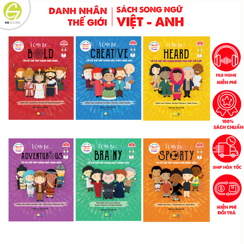 Ảnh Bộ sách song ngữ I Can Be - Tớ Có Thể Trở Thành kể về Danh nhân nổi tiếng Thế giới kèm file audio 1