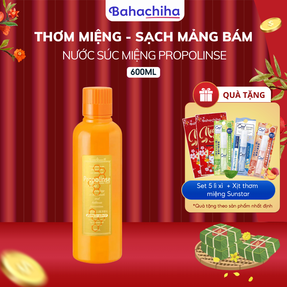 Ảnh Nước súc miệng Propolinse màu cam 600ml Nhật bản, sạch mảng bám làm thơm miệng - Bahachiha 1