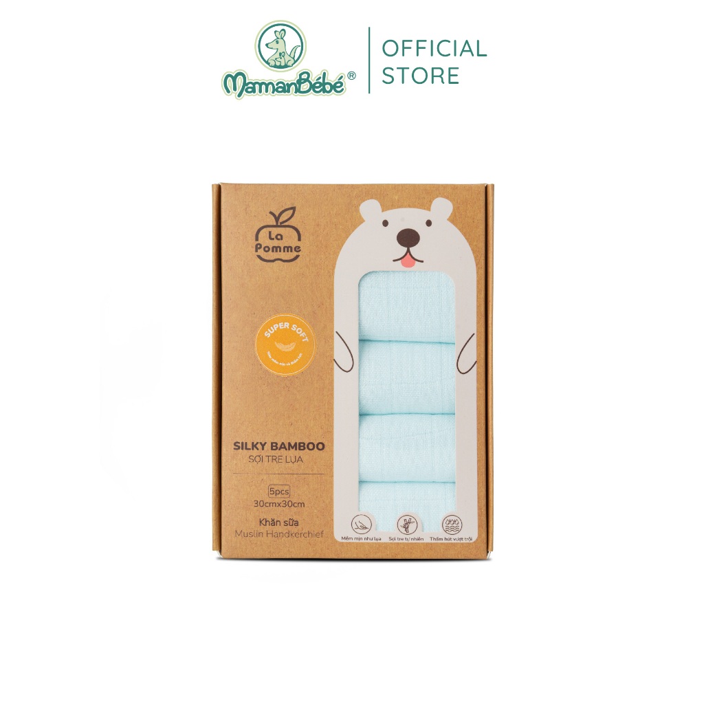 Ảnh K001 Set 5 Khăn sữa sợi tre lụa (30x30cm) La pomme 1