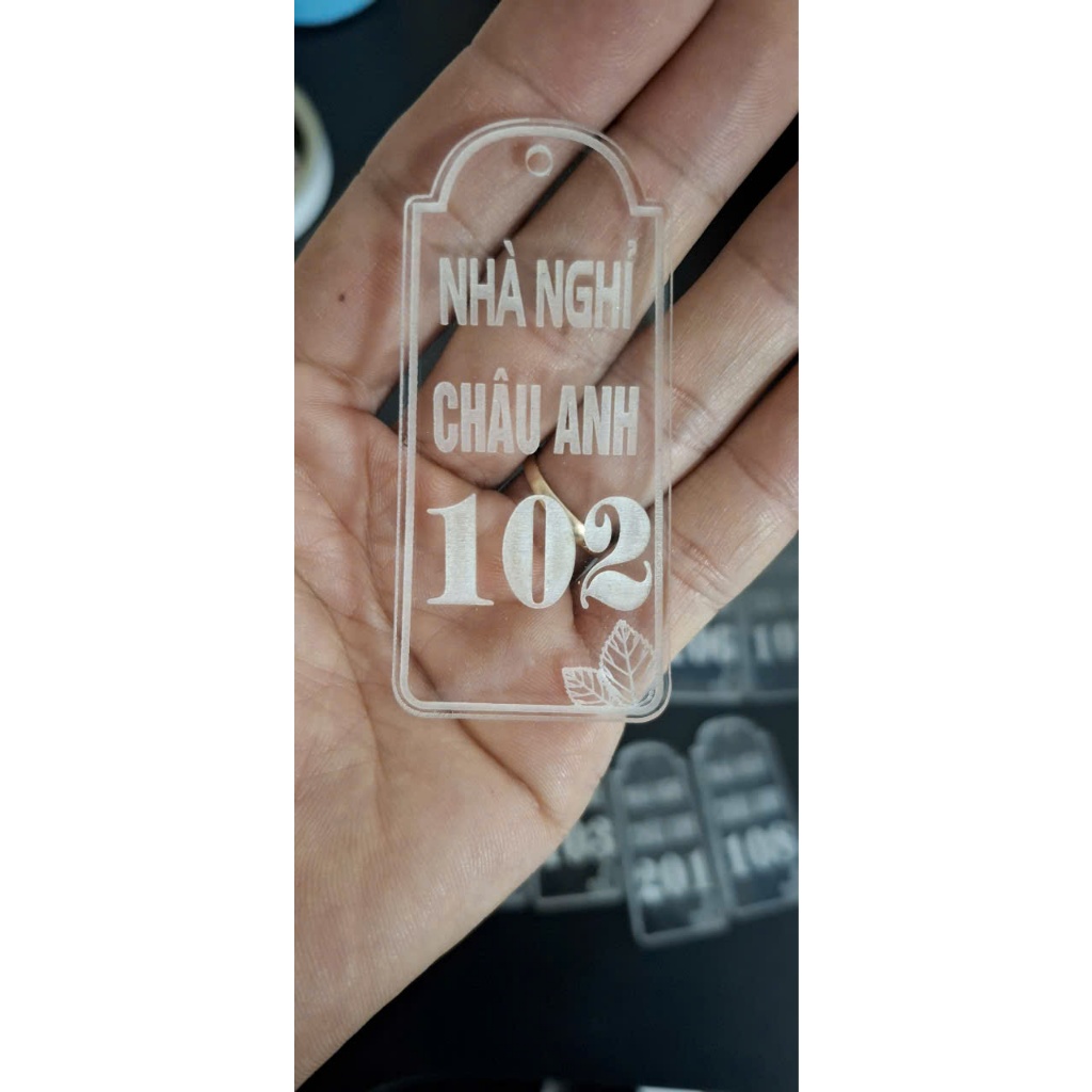 Móc khoá mica - móc khoá nhà nghỉ, khách sạn, homstay, Thiết kế miễn phí theo yêu cầu