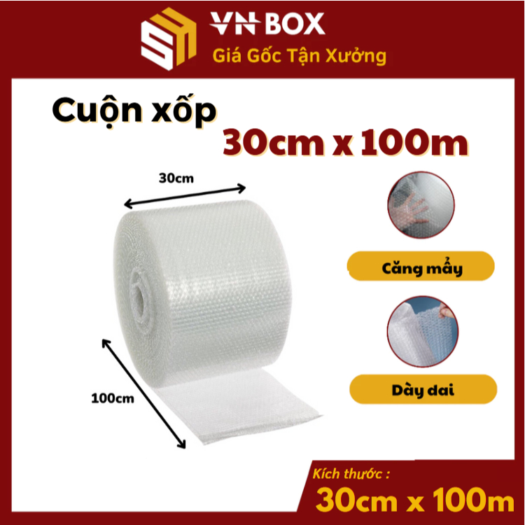 1 CUỘN Chống Sốc 100m Xốp Nổ Bọc Hàng Khổ 30cmx100m - VNBOX HCM