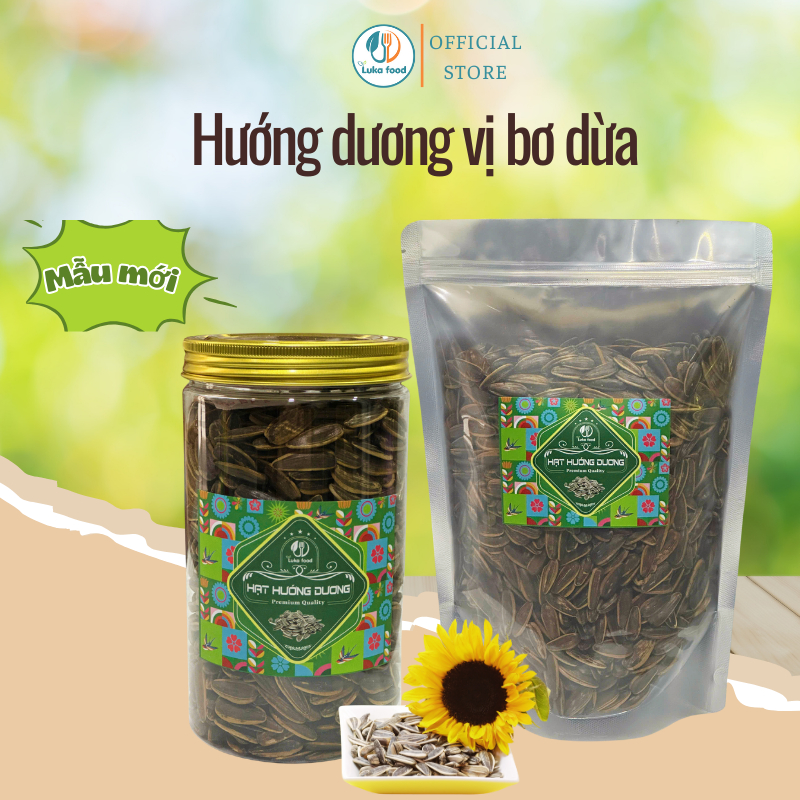 Hạt Hướng Dương Vị Dừa Bơ/Táo Đỏ/Óc Chó Siêu Ngon -Gói 500g Hạt Mẩy Loại 1, Không Hôi Dầu, Giòn Rụm, Thơm Ngon Luka Food