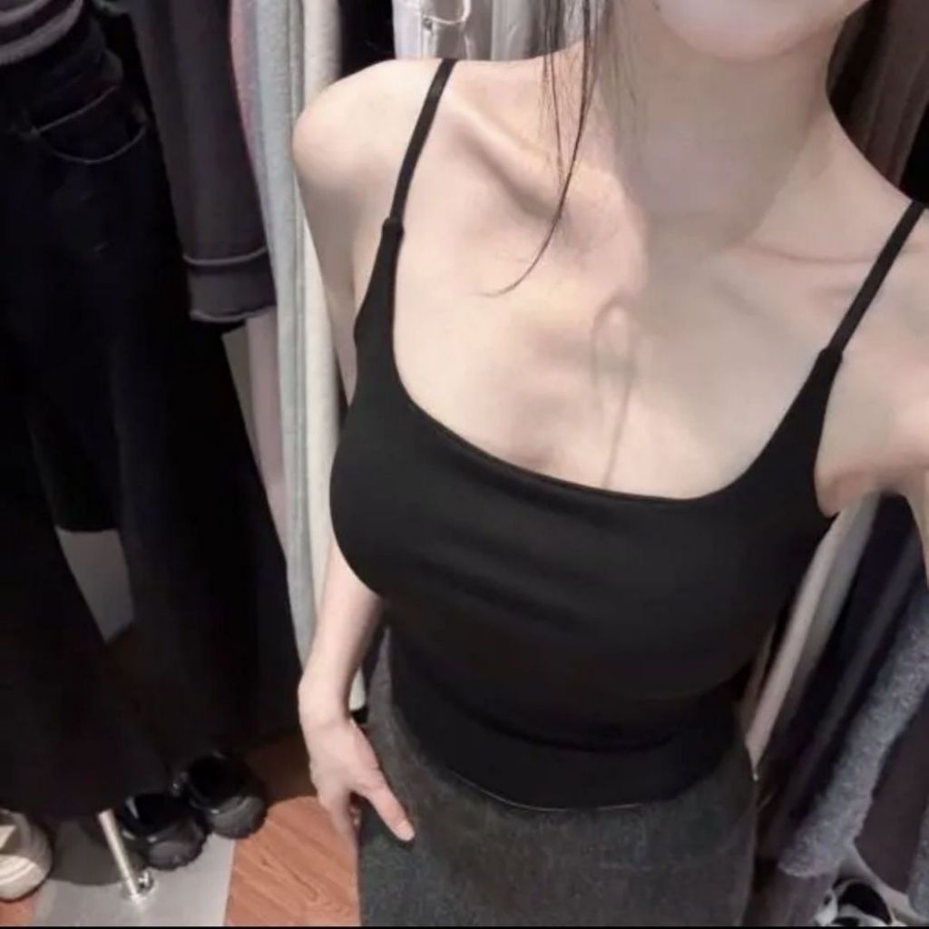 TudoQuinzy Áo Bra Cotton 2 Dây Có Quai Điều Chỉnh Ôm Body Dáng Dài Kèm Mút Đệm Ngực  Hàng Túi Zíp Cao Cấp