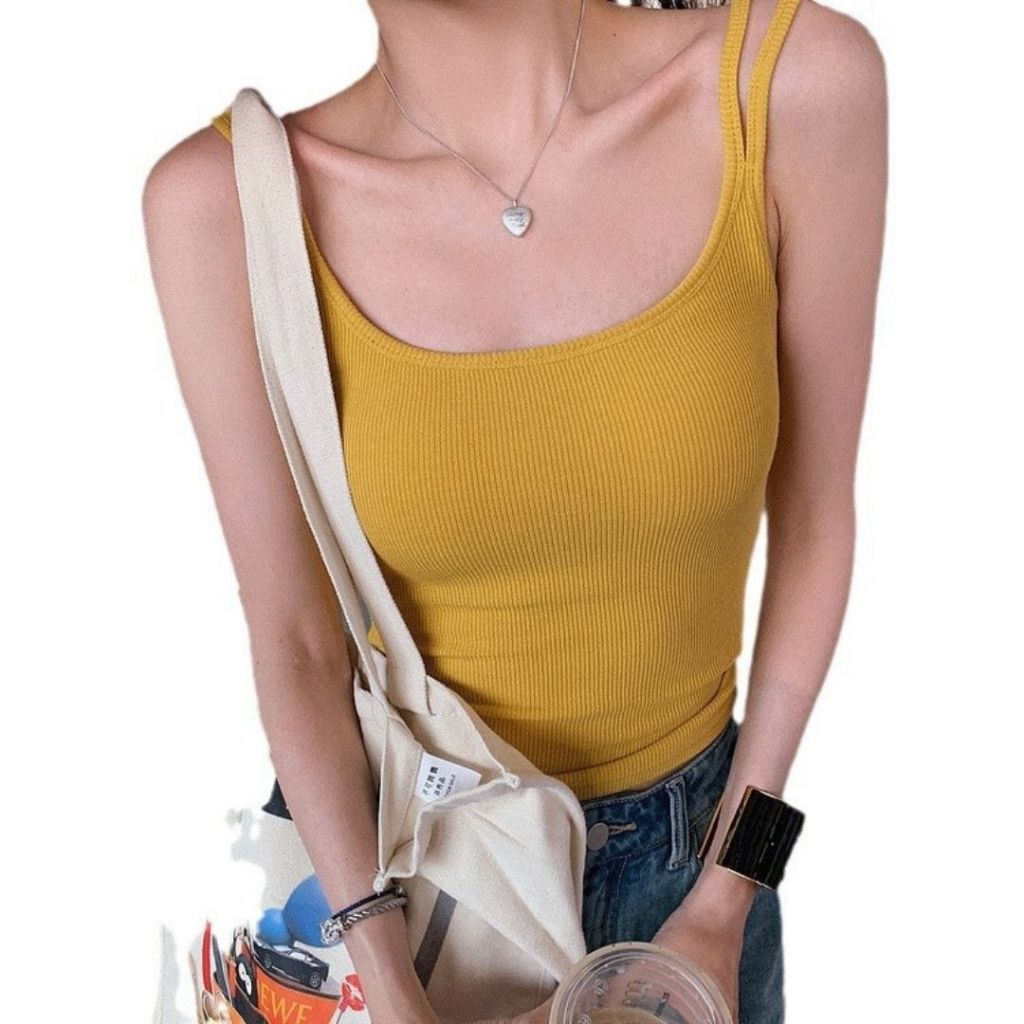 TudoQuinzy Áo 2 Dây Nữ Có Miếng Lót Ngực Dây Đeo Vai Đôi dành cho nữ phong cách Hàn Quốc