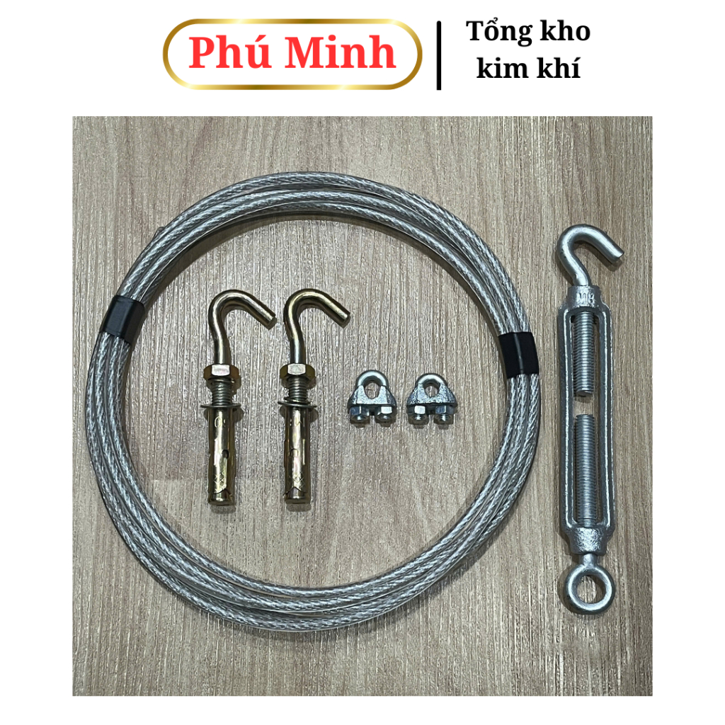 Bộ dây phơi đồ, treo rèm siêu chắc chắn - Dây cáp bọc nhựa 5mm - Dễ ...