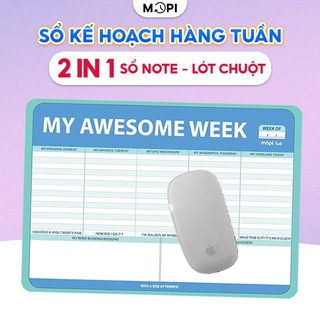 Sổ kế hoạch hàng tuần Mopi, kết hợp làm lót chuột văn phòng, sổ ghi chú 60 trang giấy 100gsm