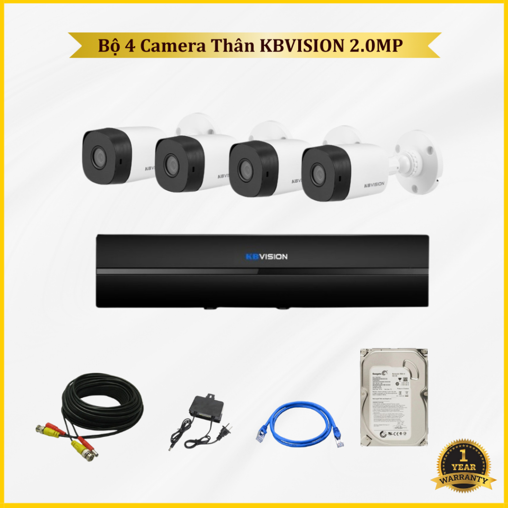 Trọn bộ Camera KBVISION 2.0MP FHD 1080P - Combo Camera KBVISION KX ...