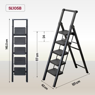 Thang ghế gấp gọn FUJIHOME SL105B bản to 5 bậc tiện lợi - Công nghệ đúc mờ - Chống thấm nước - Gấp gọn thông minh