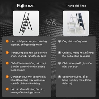 Thang ghế gấp gọn FUJIHOME SL105B bản to 5 bậc tiện lợi - Công nghệ đúc mờ - Chống thấm nước - Gấp gọn thông minh